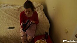 Hot stepdaughter loves pleasuring herself with dildo