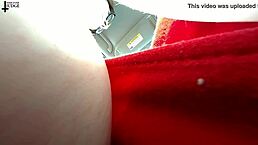 Tall giantess hides tiny man in her huge big tits POV fetish