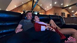 Busty Babe Suck My Cock And Hard Pussy Fuck - Cum In Mouth After Watching Tv