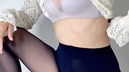 Before work, I masturbate my big wet pussy in front of the mirror