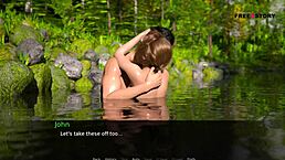 I see John and Mary doin sex in the rivier and on the floor.