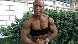 Tall Muscular Women Flex Their Biceps In Femdom Scene