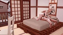 3D Japanese cartoon teases with handjob riding and blowjob