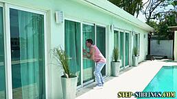 A young teen with small tits receives oral and facial treatment