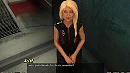 Blonde virgin deepthroats my cock in space.