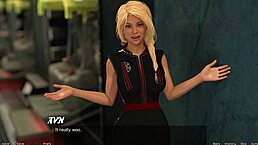 Blonde virgin deepthroats my cock in space.