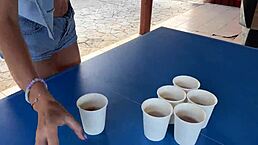 This YouTube show features strip game beer pong with mini bikini beauty backstage