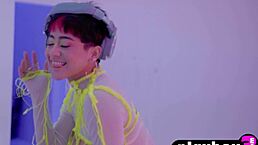 I love watching amazing Latina teen Mia Valentine show her big ass in lingerie posing.