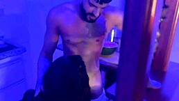 Hisak, the bartender, moans as I suck his cock so good in the bar!
