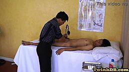 Asian twink seduced by stud doctor outdoors