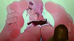 anime girl gets cum on her feet in this tribute
