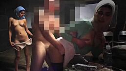 Nude arab teen gives blowjob to military man on base.