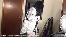 Des Moines stripper Harley masturbates on office chair