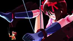3D Hentai Cartoon Haruka in String-Pulling Game