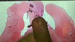 anime girl gets cum on her feet in this tribute
