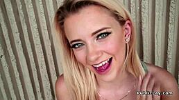 blonde amateur picks up a voyeur for nude cowgirl riding and fucking on the lawn in public pov.