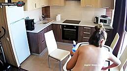 Big Tits Beauty Cleans Kitchen Topless with Ease