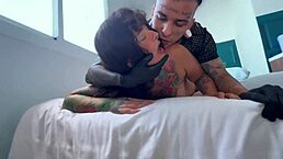 Stepmother and Stepdaughter Threesome After Tattoo Session with Big Tits and Ass