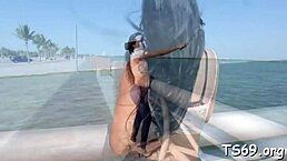 Tranny performs oral on camera.