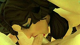 Another true facial in this 3D hentai blowjob scene