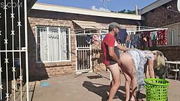 Outdoor banging while stripping laundry off the line. What a wild day!