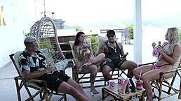 The day she showed her breasts at the bar, and her family was cool with it, leading to the swing house - couple Kobra Sheer Red