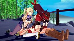 Two Archer Girls In Genshin Impact Feel Intense Pleasure
