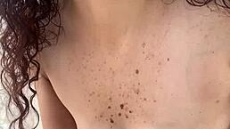 i am training to fuck by masturbating my hairy pussy with a dildo, pinching my big nipples