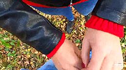 caught while jerking me off risky public handjob by cute teen 18+ in forest - nata sweet, wow