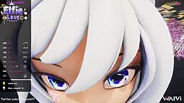 elfie love gives pov blowjob in 3d vrchat mmd.