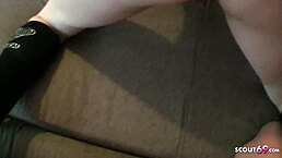 Skinny Berlin street whore banged hard without condom for cash by German amateur.