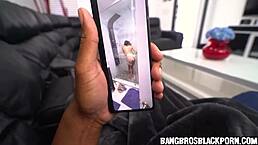 Caught him jerking off to a video of her in the shower, that exotic ebony babe with monster cock.
