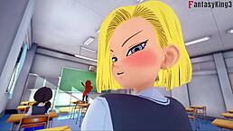 Android 18 Feels Intense Pleasure Fucking In Bikini With Android 21