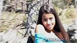 look at little lupe touching herself outdoors in colombia