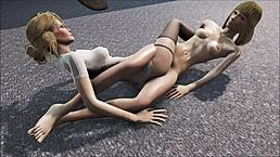 Lesbian fun with a Fallout 4 theme in anime porn