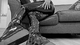 i love these fetish boots high heels latex gloves shiny leggings