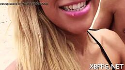 Teen babe engaging in hardcore activities with a lad, including sucking and fucking.