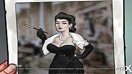 In Summertime Saga, she offers her breasts to be touched and groped