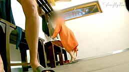 Big Boobs Woman Spied in Restroom