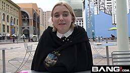 Blonde Teen Masturbates with Toys Outdoors POV