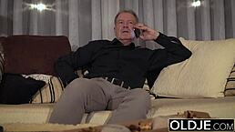 old and young clash as natural teen takes grandpa’s cock deep in a sloppy encounter.