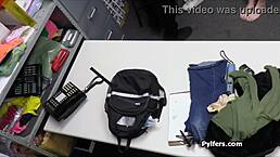 Horny Mall Cop Records Fucking Juicy Pussy With Pierced Nipples At Work