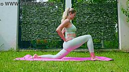 stella cardo doing outdoor yoga poses