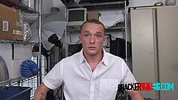 Horny agent engages in bareback interracial gay rough sex.