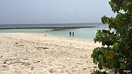 Wow, Pervert Cums on Busty MILF and Stepdaughter at Beach! 😲