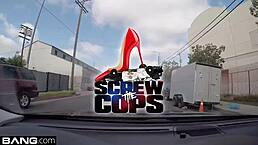 Big ass girl bent over in cop car