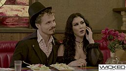 Wow! Wicked magician couple bang hard with asian waitress watching!