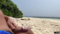 Wow, Pervert Cums on Busty MILF and Stepdaughter at Beach! 😲