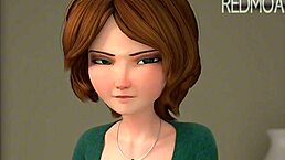 in this 3d cartoon, aunt cass gets fucked by redmoa.