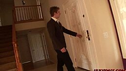 Short hair blonde and babe ride big cocks in orgy.